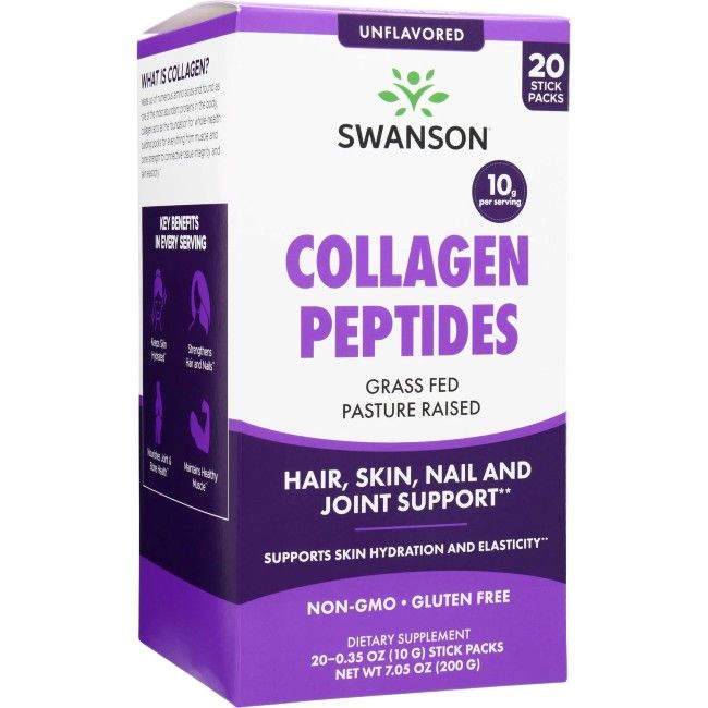 Swanson Kollagen Peptide, 20 einzeln verpackte Beutel für Haar-, Haut-, Nagel- und Gelenkunterstützung.