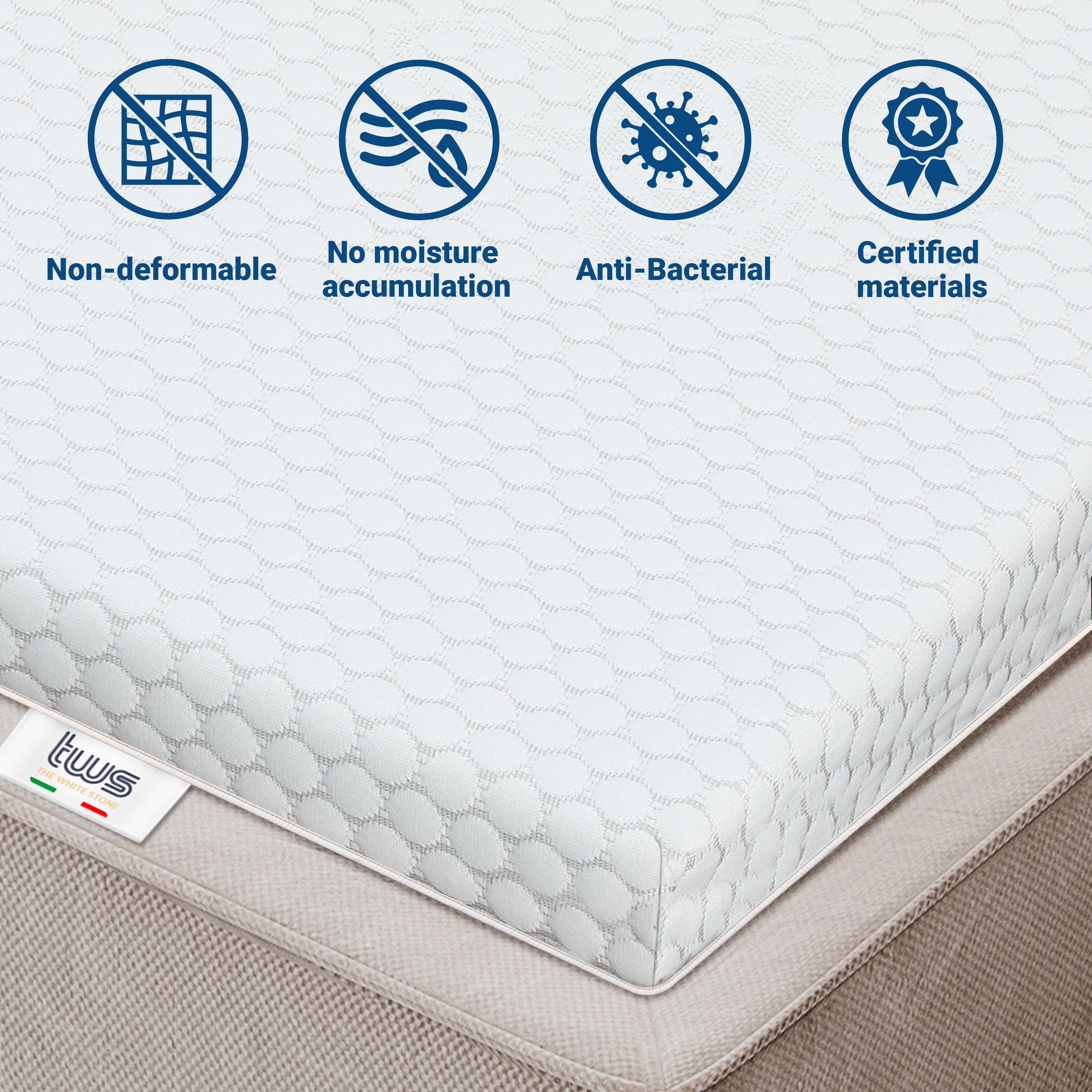 The White Stone Topper aus viskoelastischem Schaum 135 x 190 cm | Matratzenauflage 6 cm