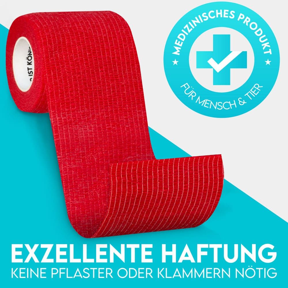 HUND IST KÖNIG® Verband selbstklebend, Fixierbinde 12x4,7m Selbstklebende Bandage für Mensch & Tier