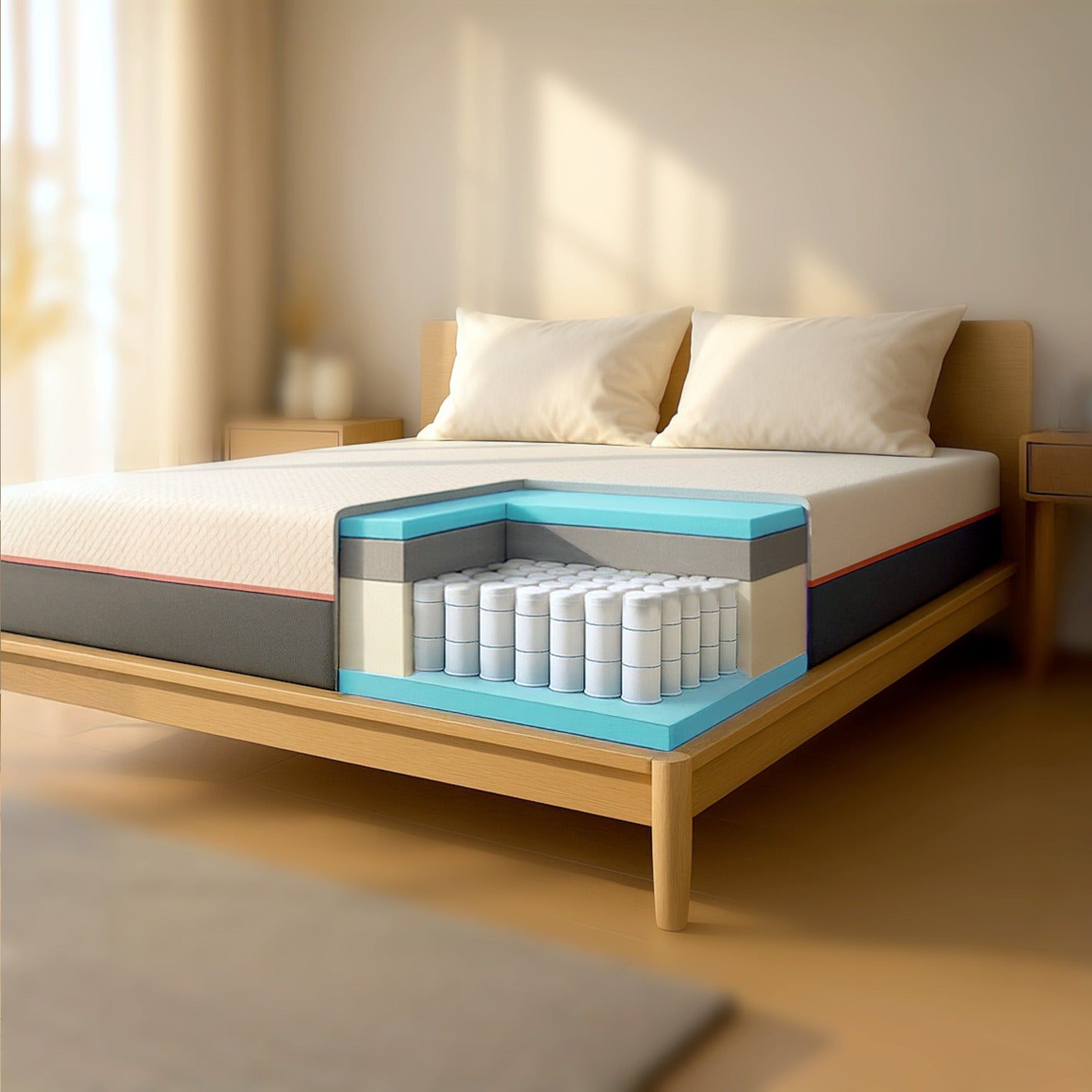 The White Stone Matratze 120x200 Memory Foam Breeze und Taschenfedern | Höhe 30 cm
