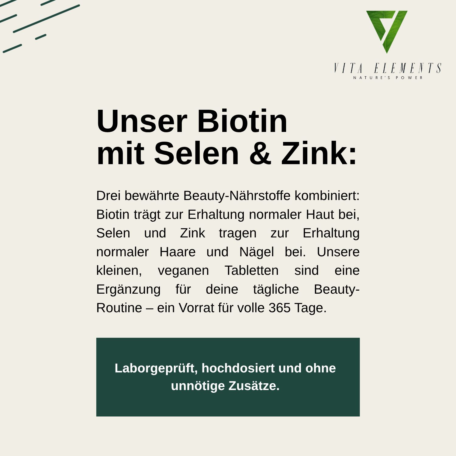 Informationen zu Vita Elements Biotin mit Selen & Zink: 365 vegane Tabletten.