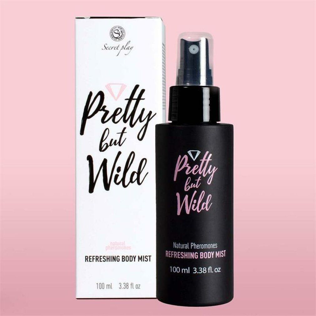 Produktverpackung und Flasche. Auf der Verpackung und Flasche steht "Pretty but Wild".