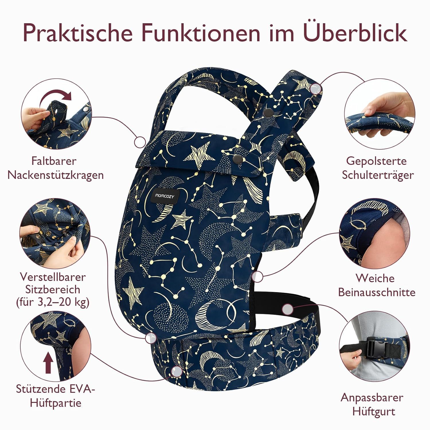 Momcozy Baby Trage - Leichte & Atmungsaktive Sterne