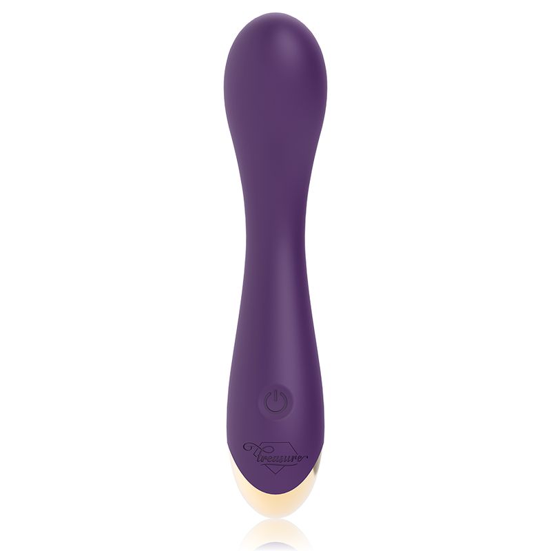 Vibrator in Lila mit goldfarbenem Ende. Aufschrift: Treasure. Mit Ein-/Ausschalter.