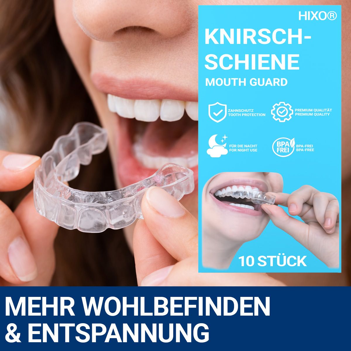 HIXO Knirscherschiene Aufbissschiene BPA-frei (Knirschschiene)