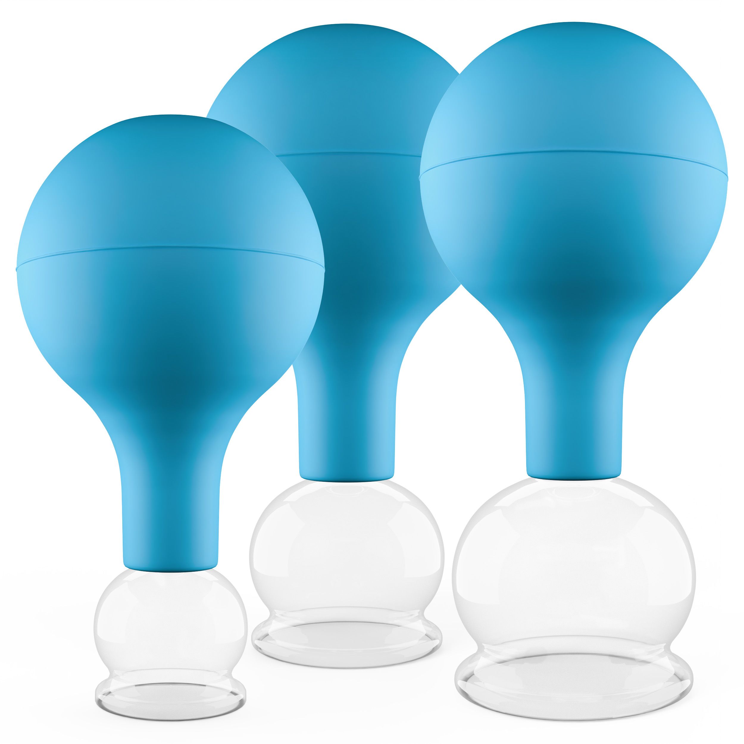 Schröpfgläser Set aus Echtglas Trio klein Blau