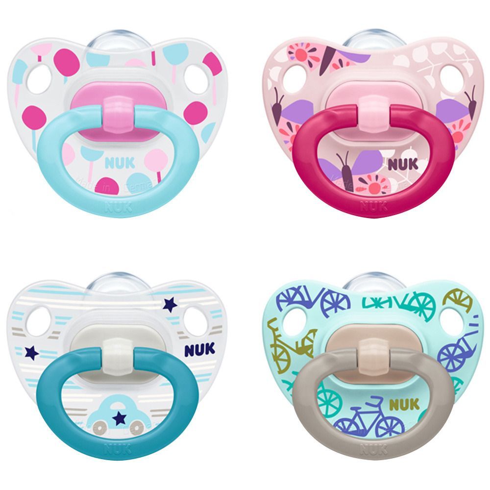 NUK® Classic Happy Days Schnuller aus Silikon Größe 6 bis 18 Monate (Farbe nicht wählbar)