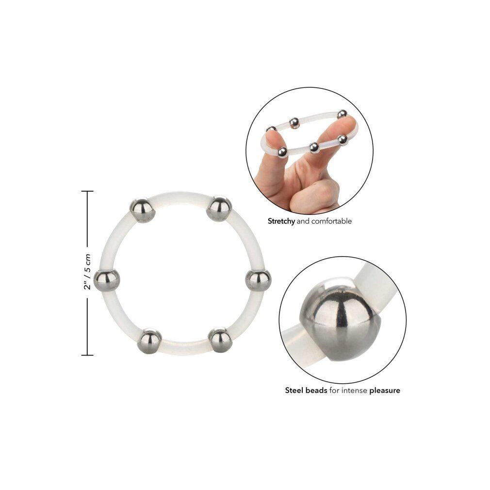 Calex steel beaded silicone ring xl