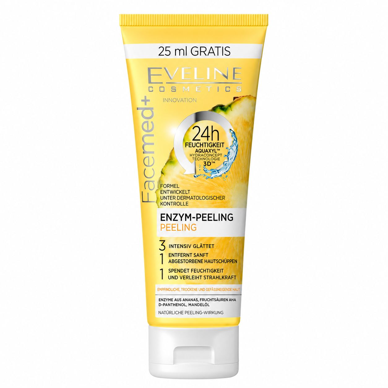 EVELINE FACEMED+ Enzym-Peeling mit 24h Feuchtigkeit. Intensiv glatt, entfernt Hautschuppen, verleiht Strahlkraft.