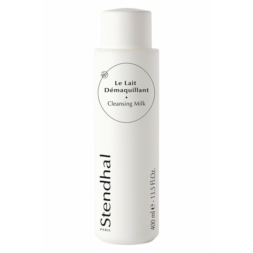 Weiße Flasche mit "Le Lait Demaquillant - Cleansing Milk". Text: "Stendhal Paris". Volumen: 400 ml.