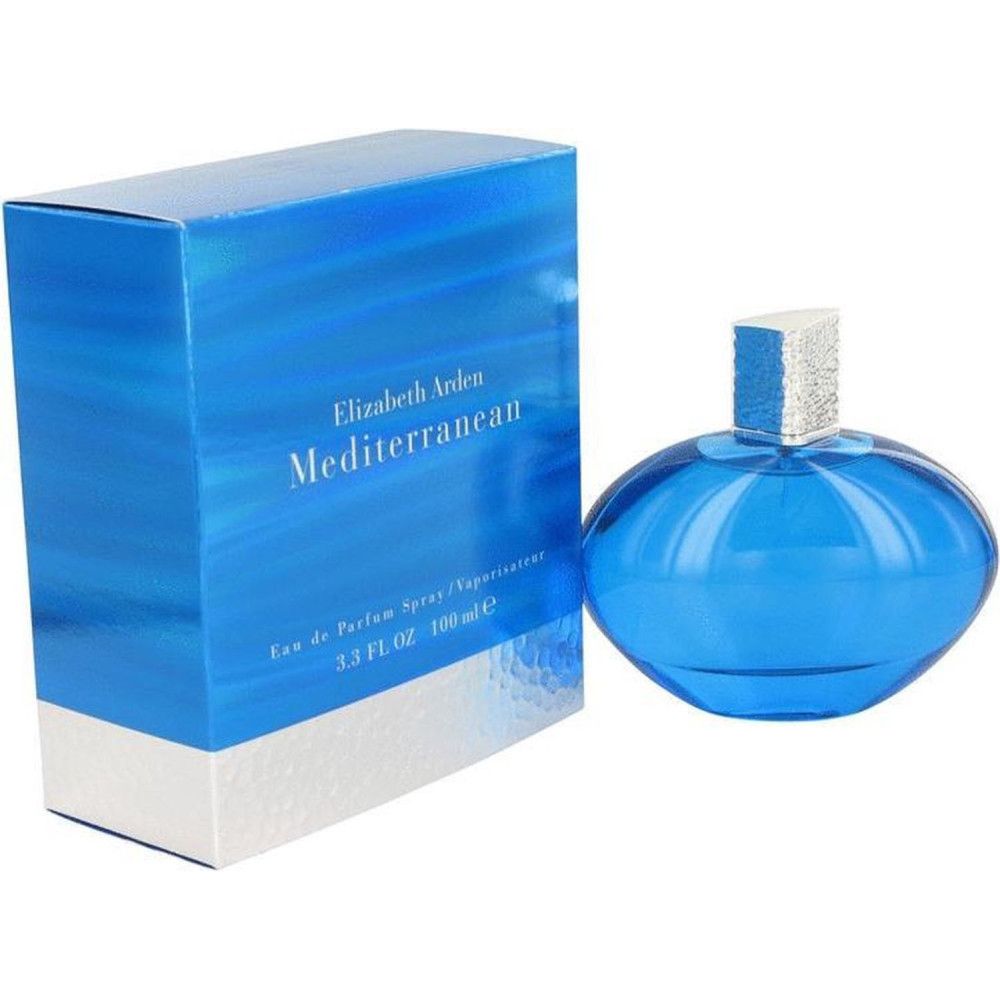 Parfümflakon und Schachtel. Aufschrift: Elizabeth Arden Mediterranean.