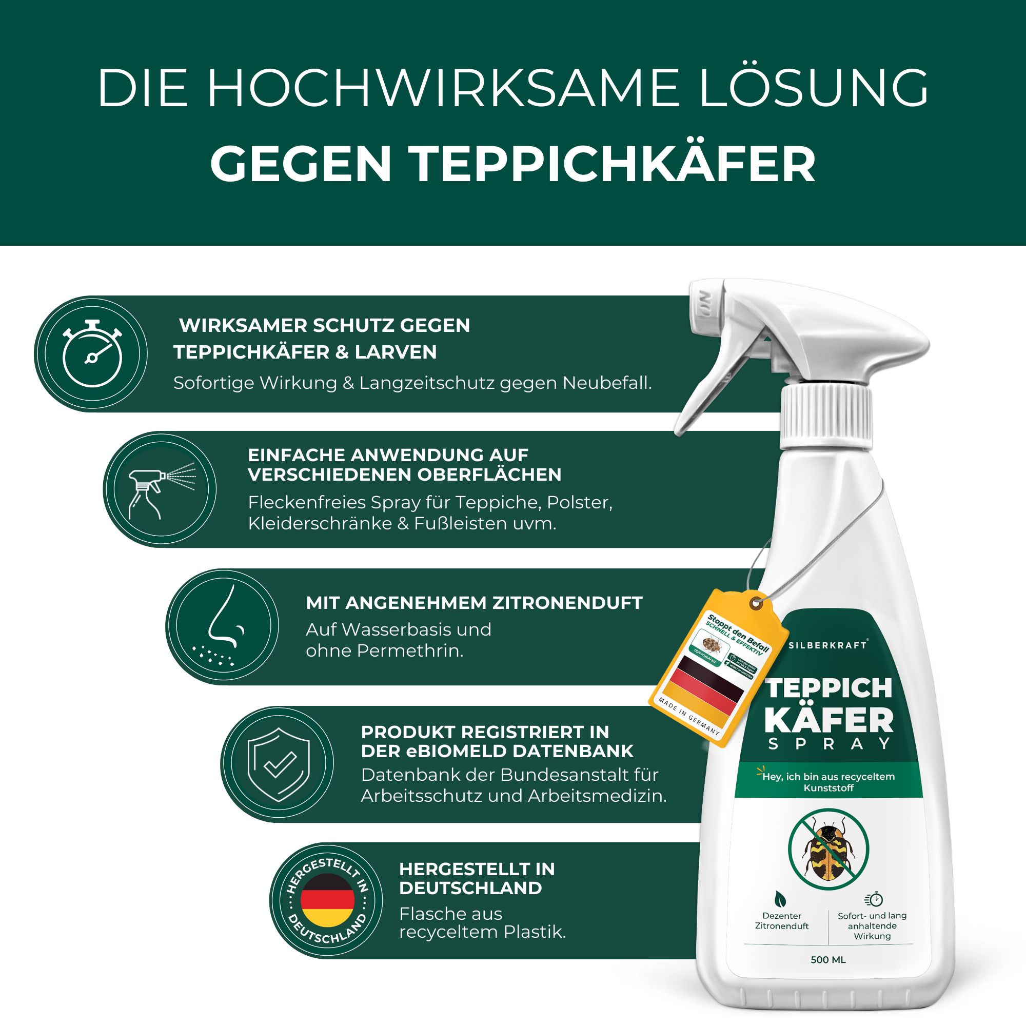 SILBERKRAFT Teppichkäferspray