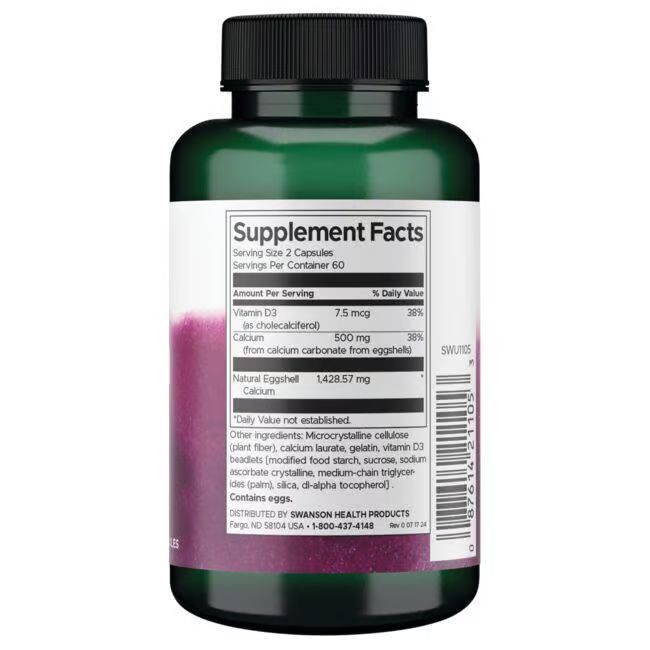 Rückseite der grünen Flasche. Weißes Etikett mit Nährwertangaben. Enthält Vitamin D3 und Calcium.