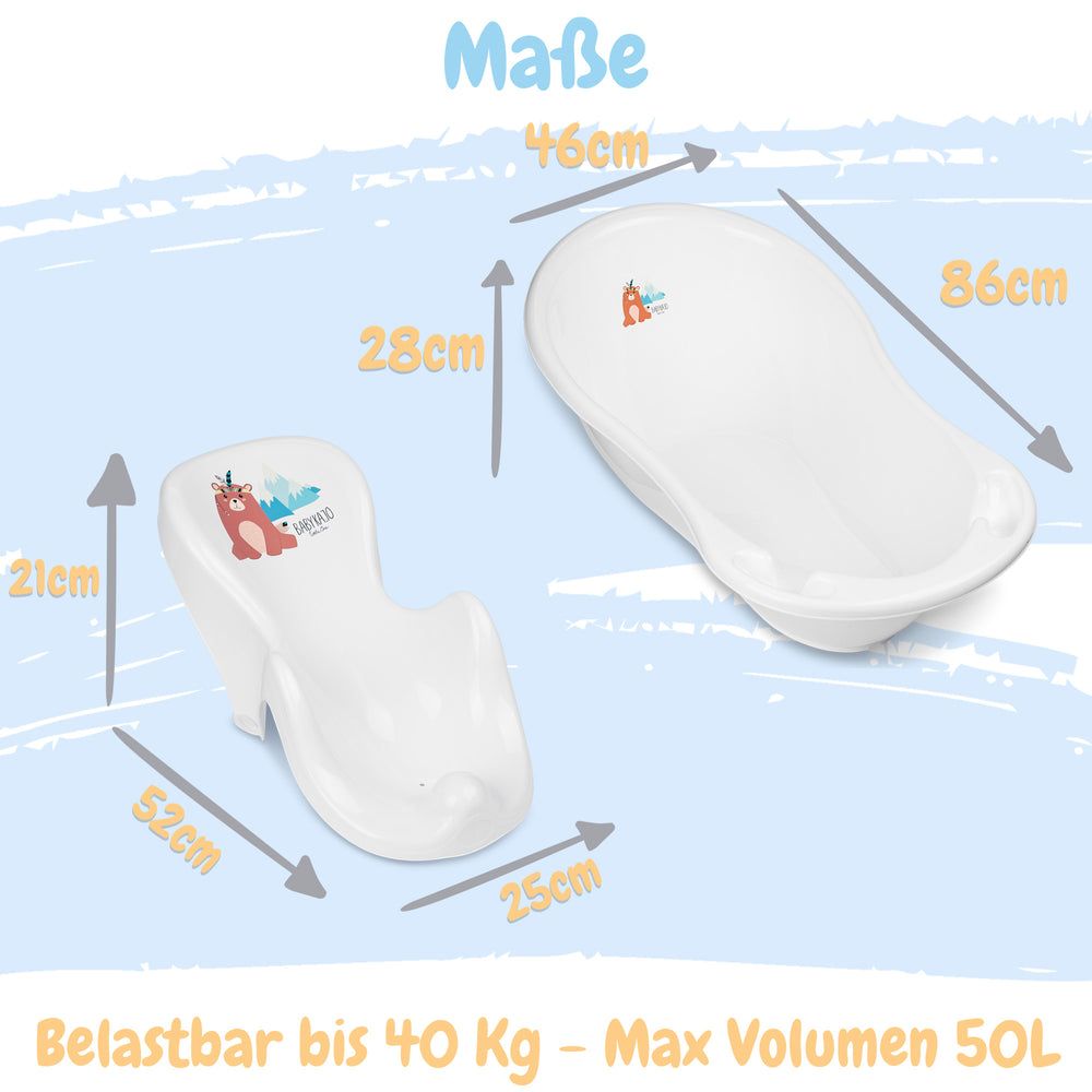 Babykajo 3 Set Baby Badewanne + Baby Wanneneinsatz + Kapuzenhandtuch – TÜV Rheinland zertifiziert!