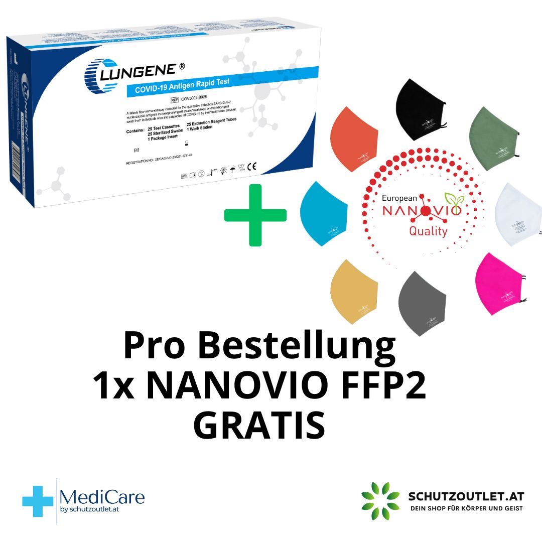 Clungene Antigen COVID-19 Schnelltest - 3in1 Professional + Gratis Nanovio FFP2