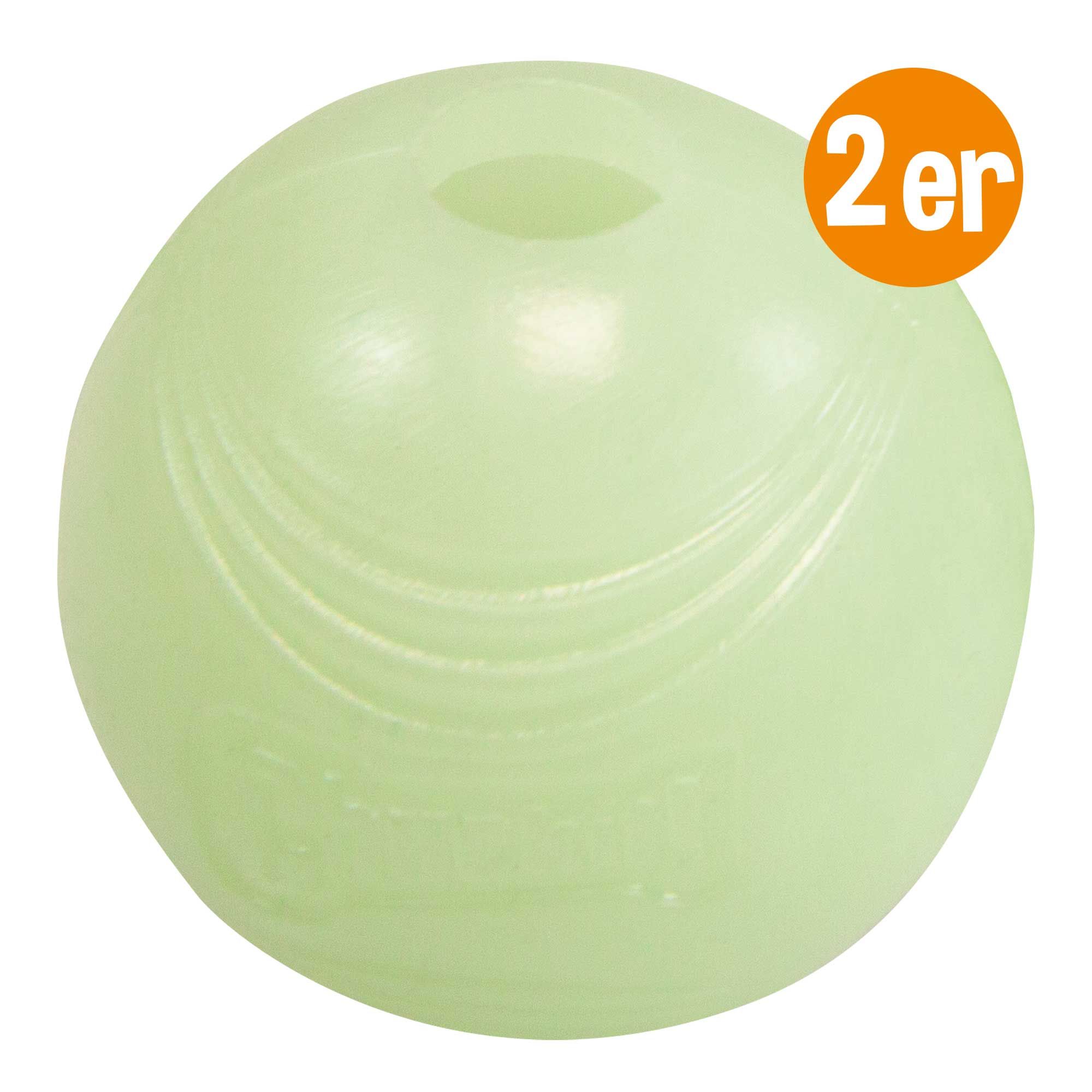 Leuchtender Ball mit Loch. Orangefarbener Aufkleber mit "2er".