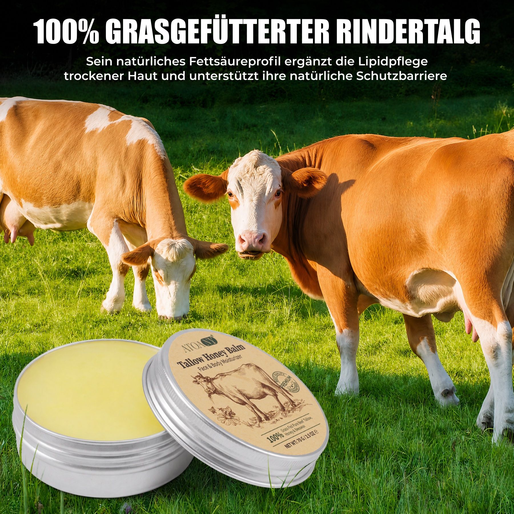 P-beauty Tagescreme Beef Tallow Honey Balm Rindertalg Honig Bienenwachs