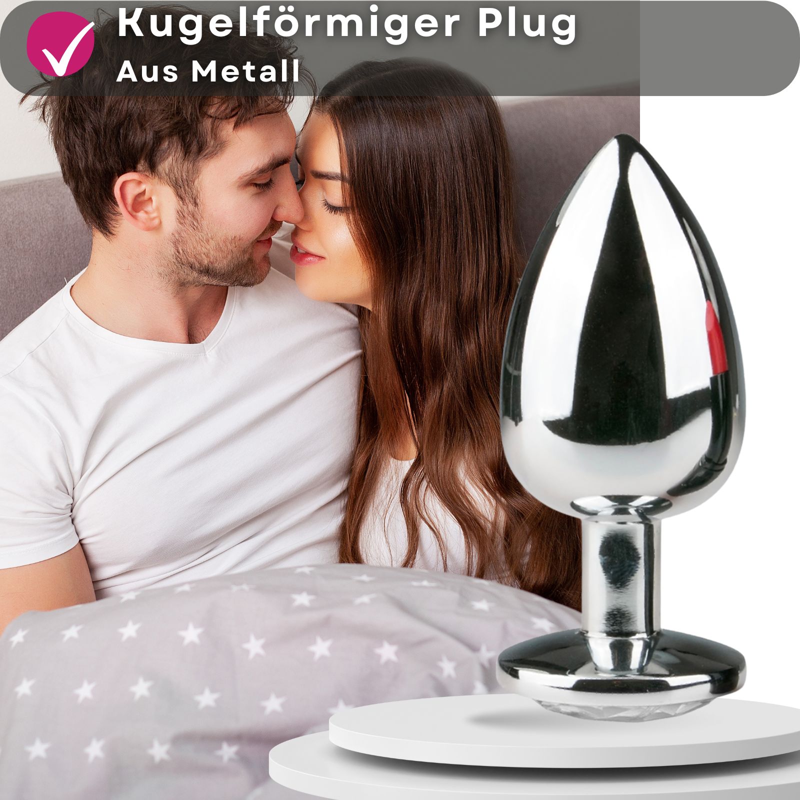 Paar, Analplug. Text: Kugelförmiger Plug, aus Metall.