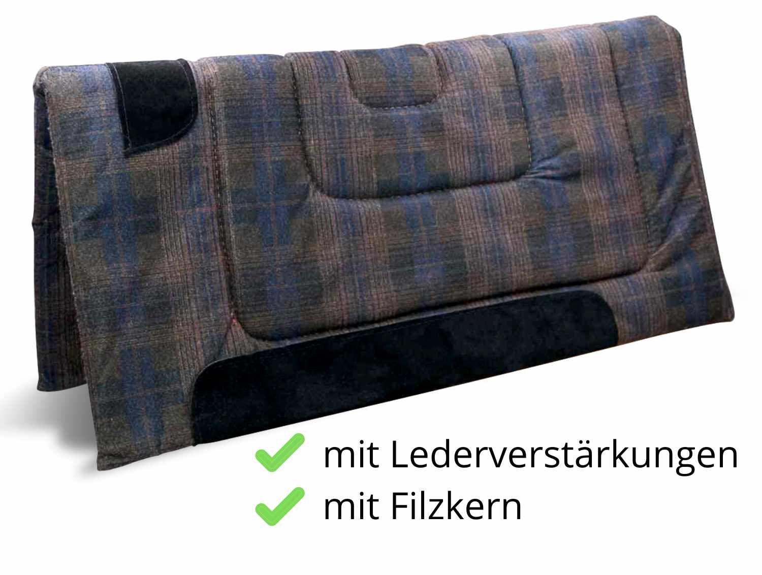 Western Pad Trascot Standard. Gekaroertes Pad mit Lederverstärkungen und Filzkern. Rechteckige Form.