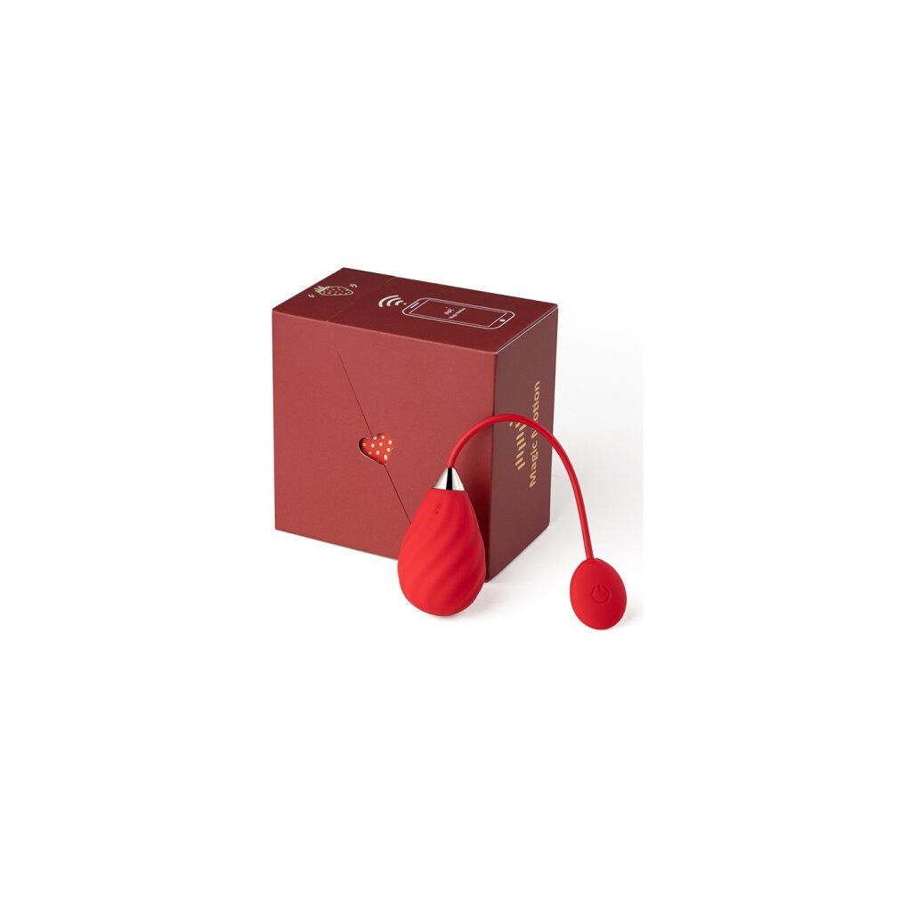 Rotes Produkt mit Verpackung. Die Verpackung trägt den Schriftzug "Magic Sundae".