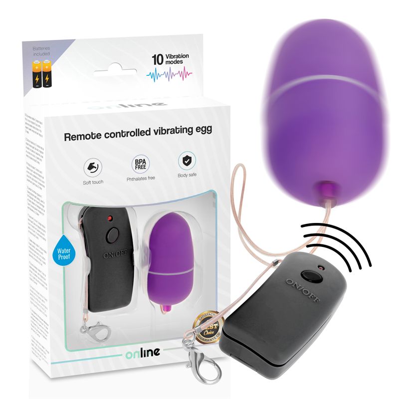 Lila vibrierendes Ei mit Fernbedienung, BPA-frei, wasserdicht.