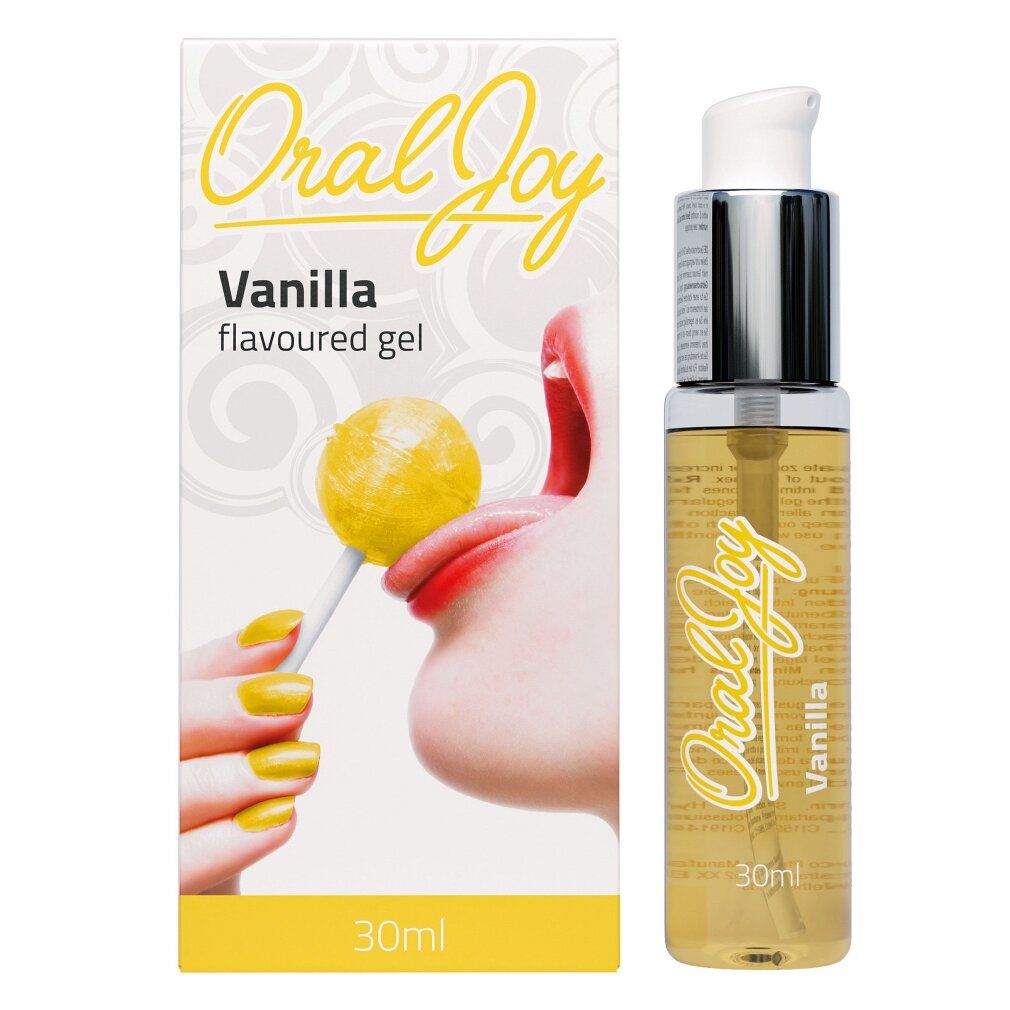 Cobeco Oral Joy Vanilla: Flavour Gel in 30ml Flasche mit Pumpspender und Umverpackung.