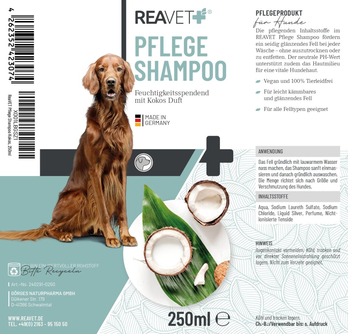 Pflegeshampoo Kokos - ReaVET