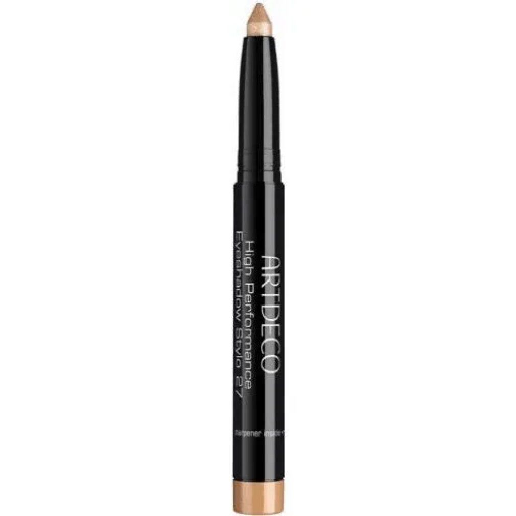 Artdeco High Performance Eyeshadow Stylo. Beiger Stift mit schwarzem Gehäuse. Produktname und Logo sichtbar.
