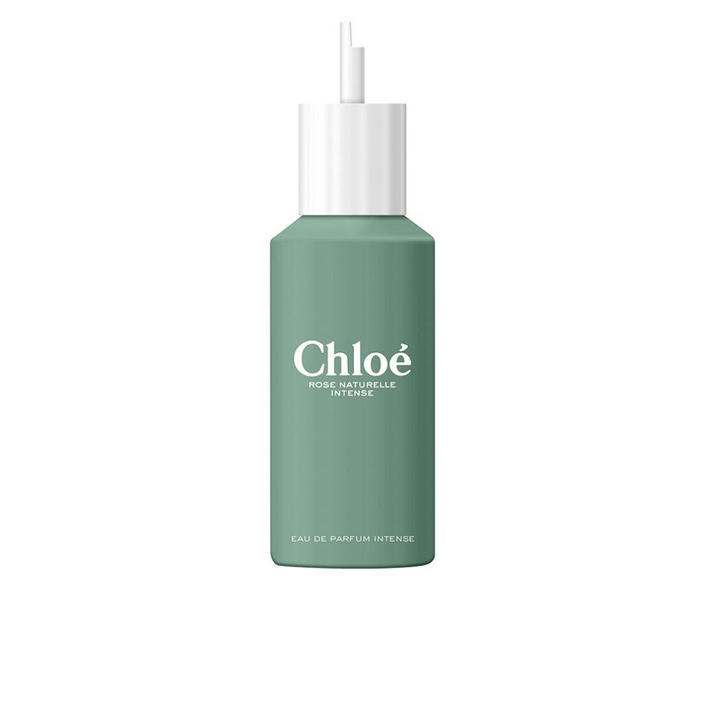 Grüner Flakon. Aufschrift: Chloé Rose Naturelle Intense. Eau de Parfum Intense. Nachfüllbar.