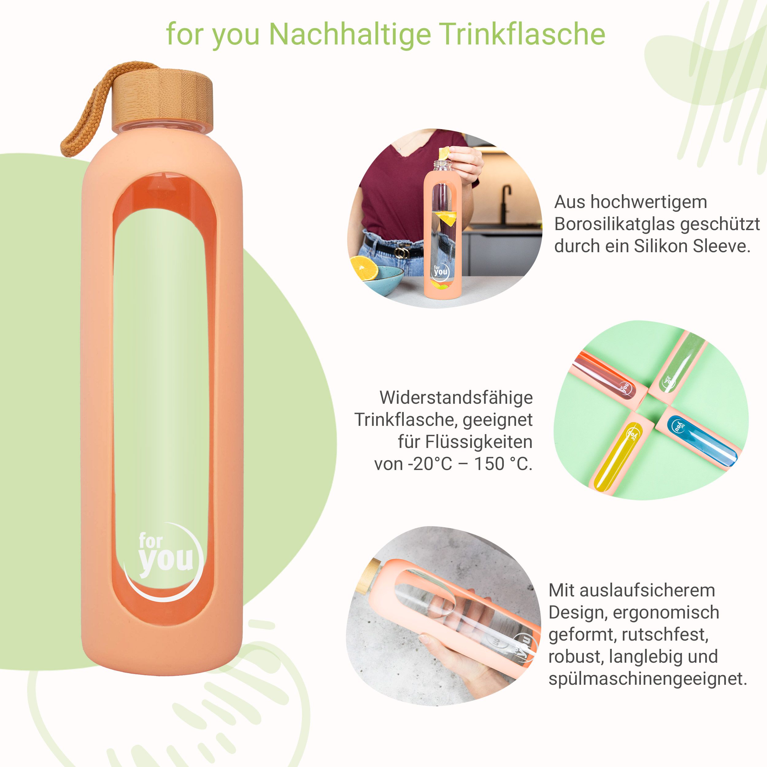 for you Nachhaltige Trinkflasche Dreierpackpack