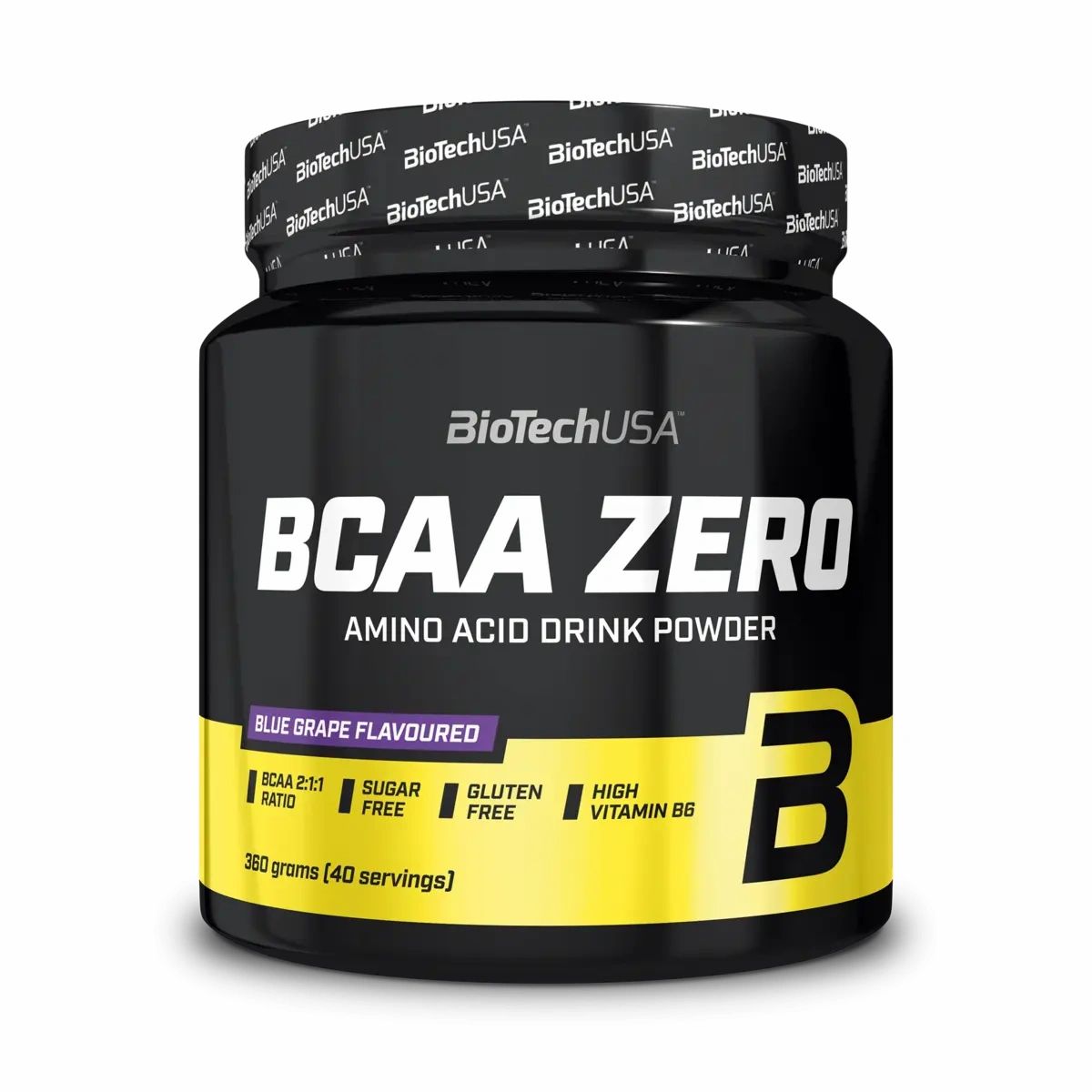 BioTech USA BCAA Zero Aminosäure-Getränkepulver, Blue Grape Geschmack, 360g.