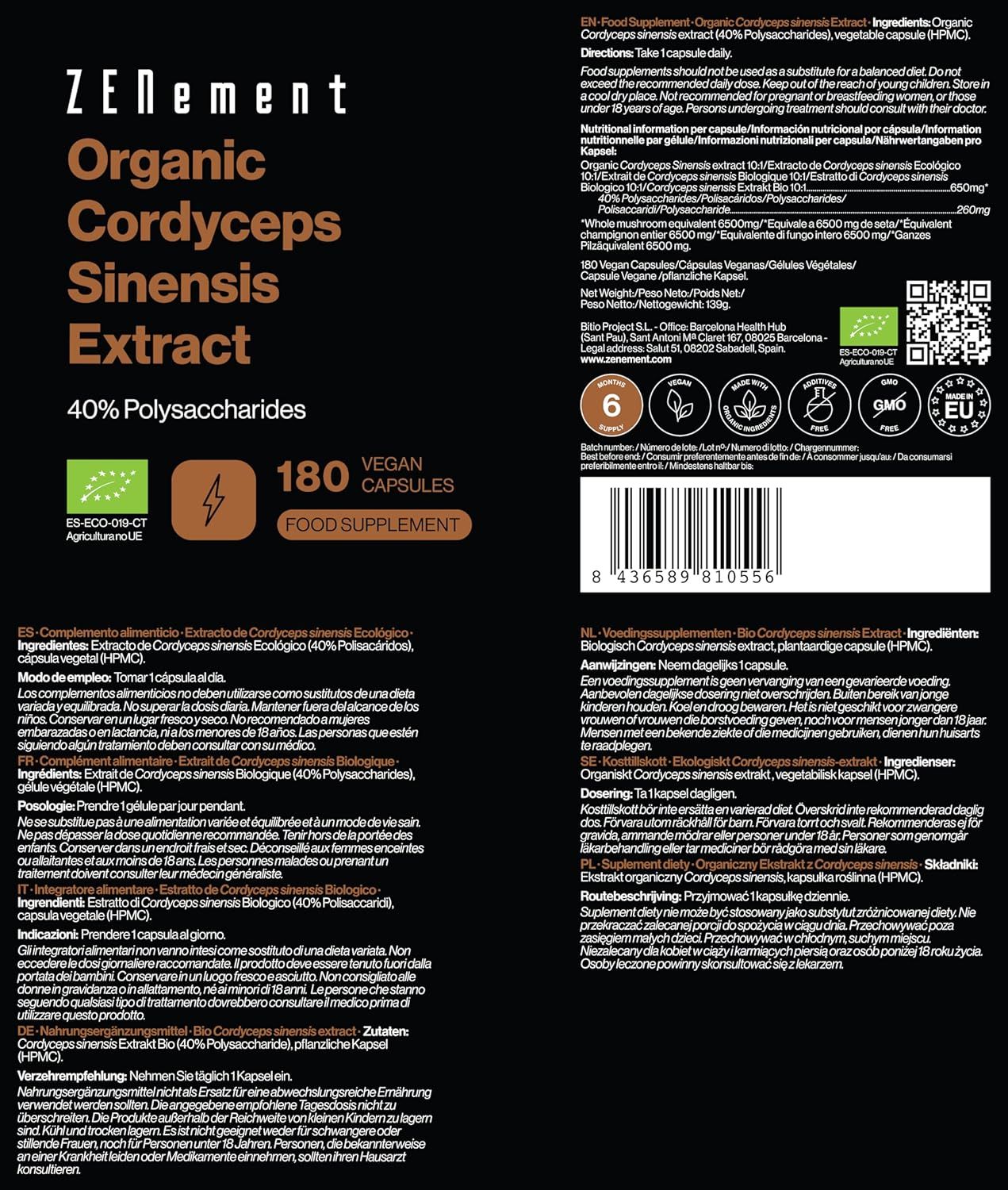 Zenement Bio Cordyceps Sinensis Extrakt