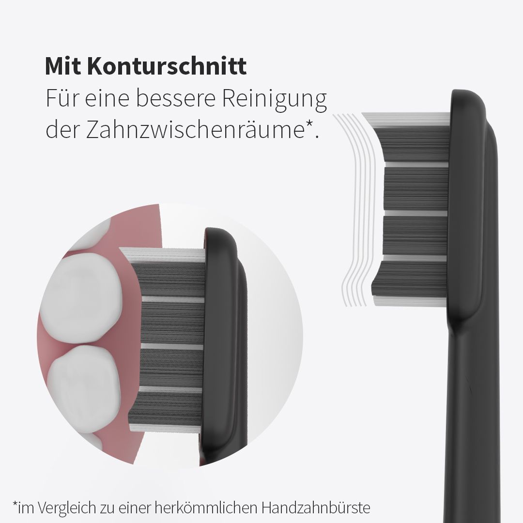 Zahnheld Bürstenkopf Basic Medium schwarz (9 Stück) - mittelharte Wechselköpfe