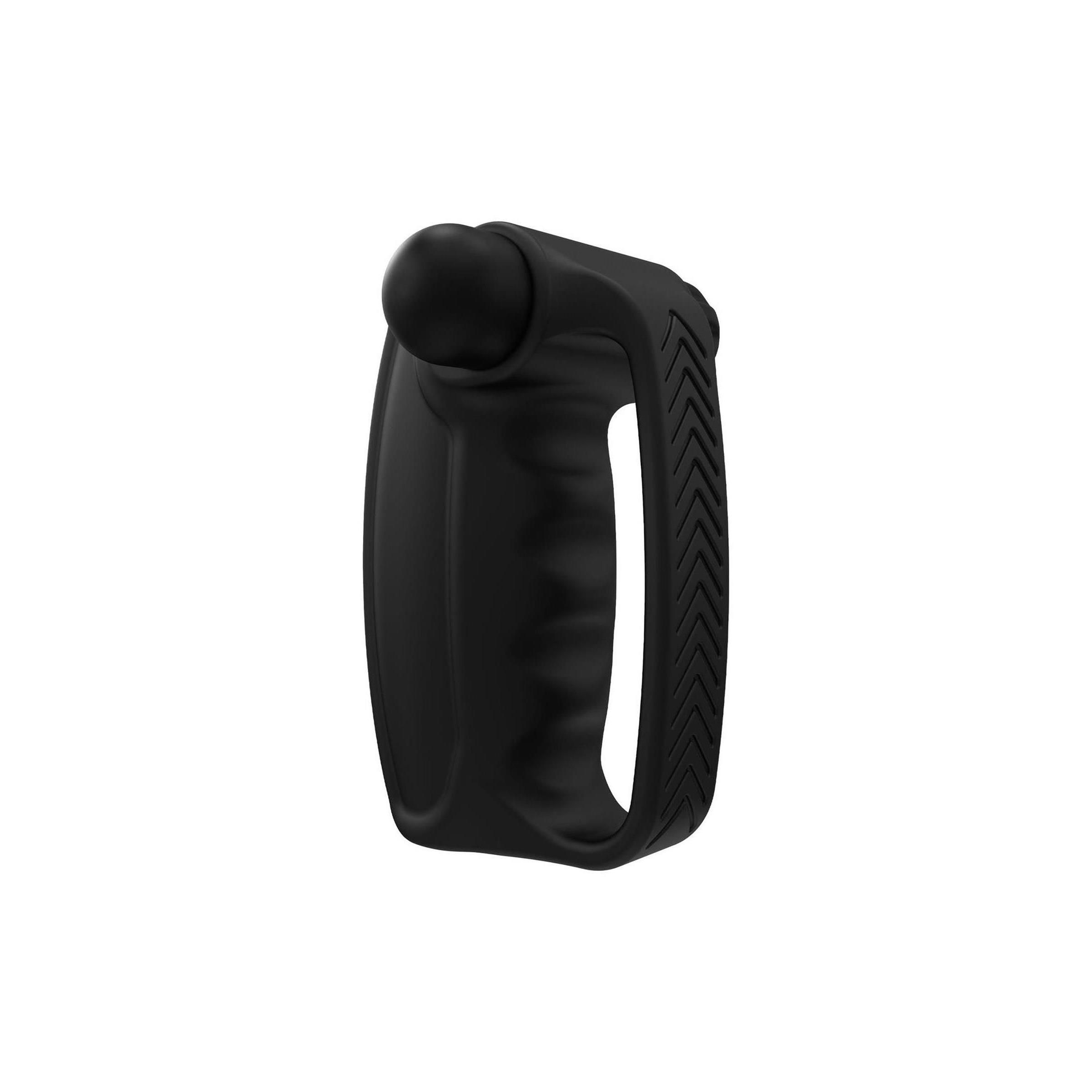 Schwarzes Hand Vibe-Produkt. Geformt mit einer Griffseite. Abgerundete Form.