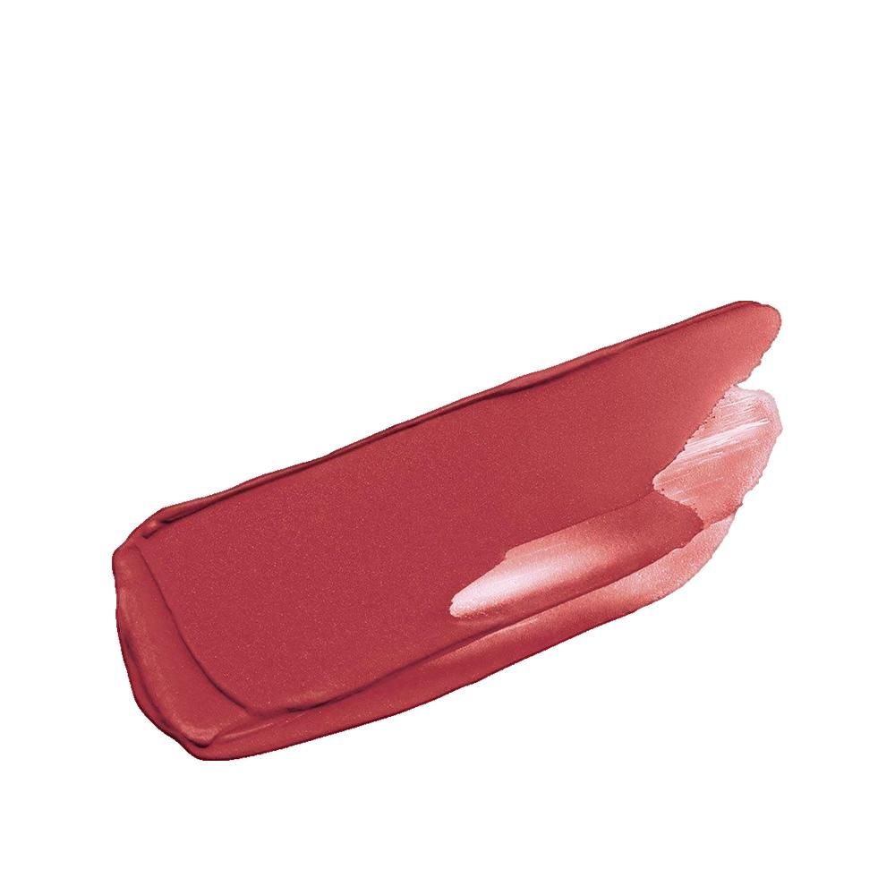 Roter Lippenstift-Abstrich. Farbton: Rotbraun. Textur: Matt.