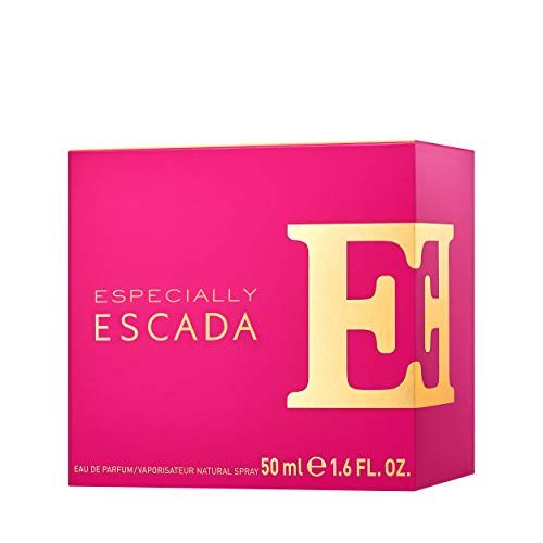 Rosa Schachtel mit goldfarbenem "E" und Aufschrift "ESPECIALLY ESCADA". Unten steht "50 ml 1.6 FL. OZ.".