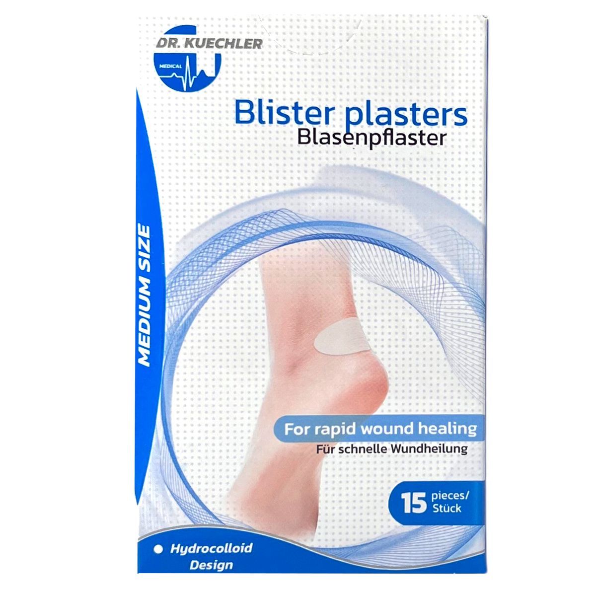 Packung Dr. Kuechler Blasenpflaster Medium Size, 15 Stück, Hydrokolloid.