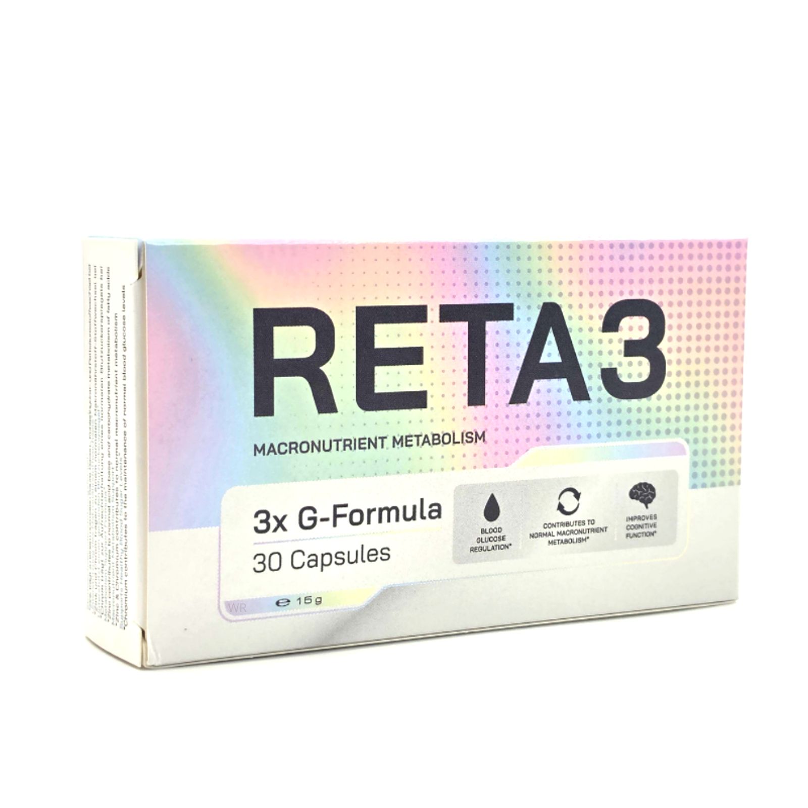 RETA3 Packung mit 30 Kapseln, G-Formel für den Makronährstoffwechsel.