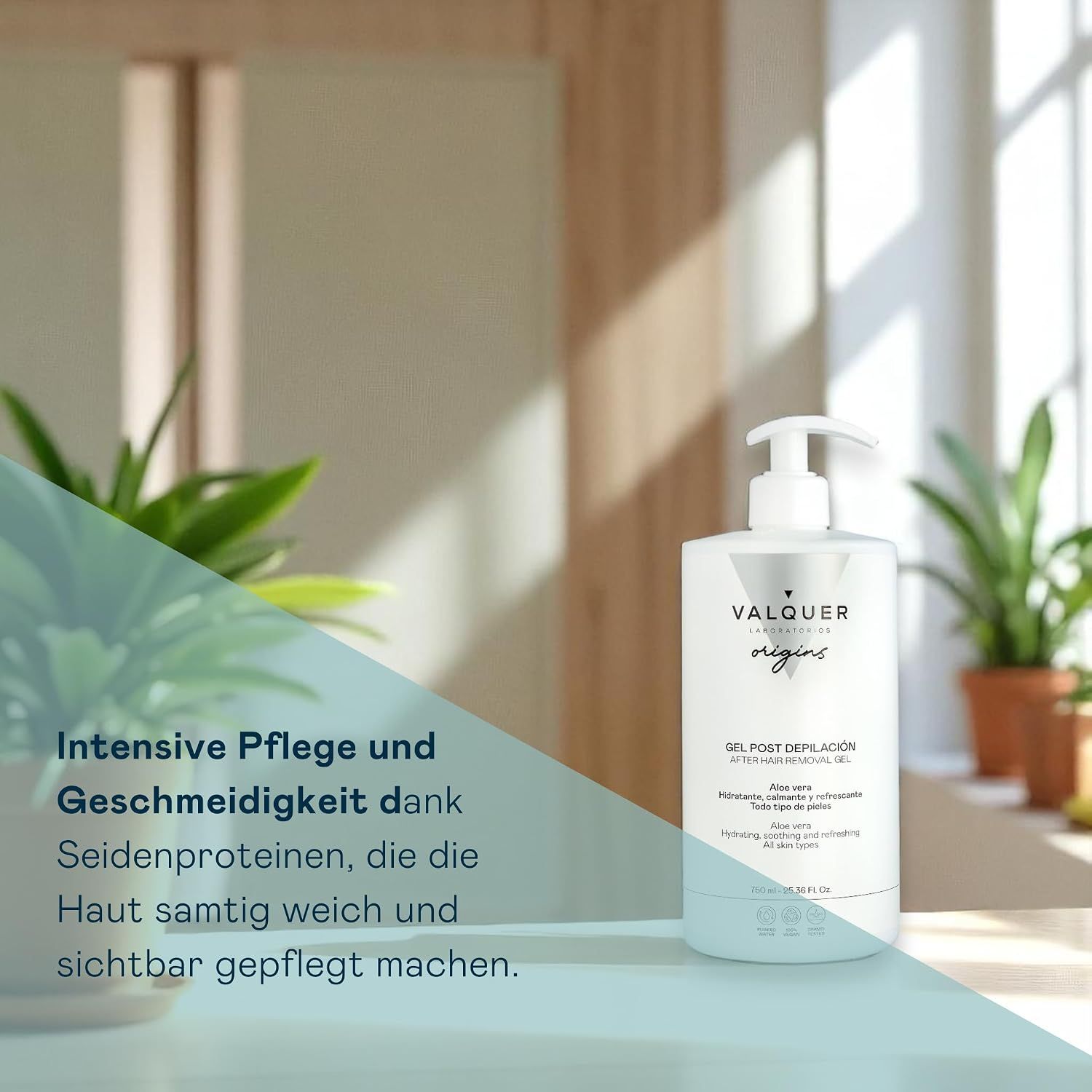 Valquer Laboratoires Origins After Hair Removal Gel mit Pumpspender, 750 ml.