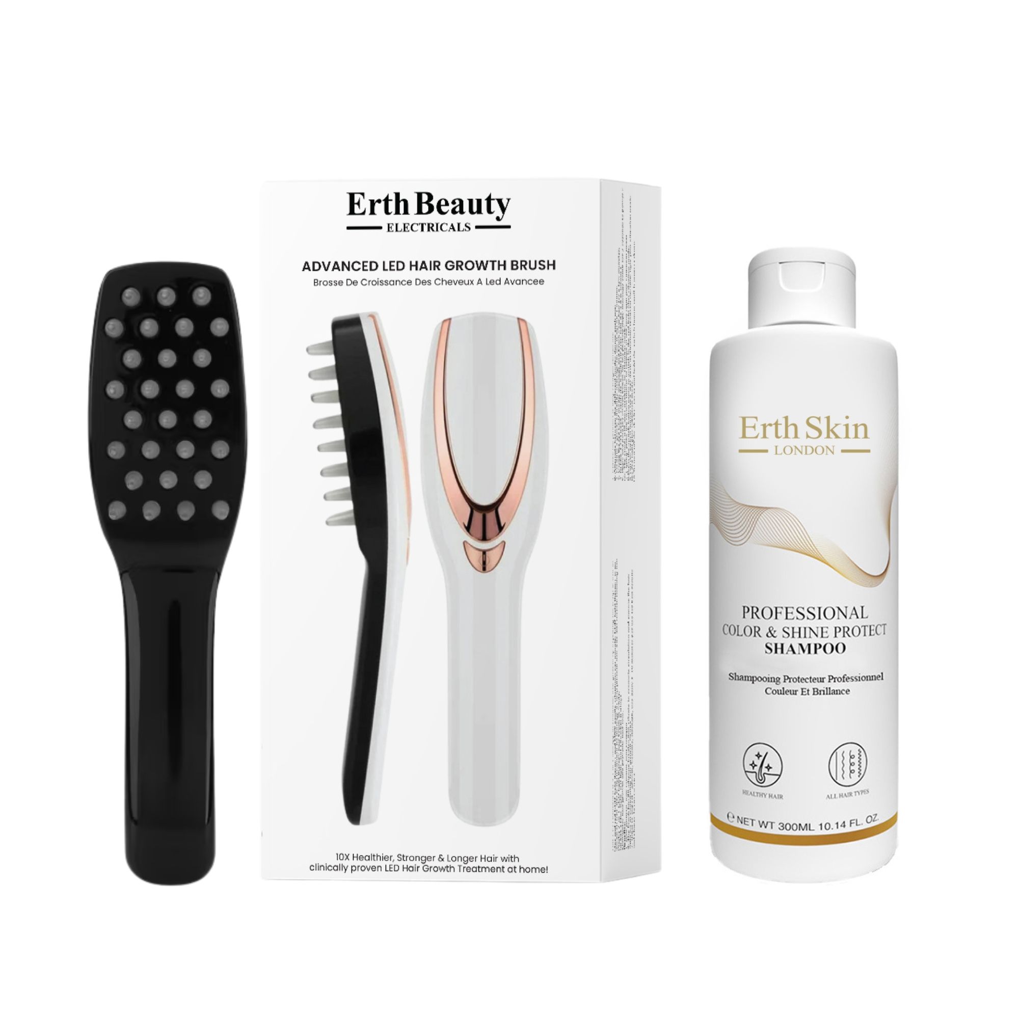 ErthSkin London LED Haarwuchsbürste Duo Farbschutz Shampoo