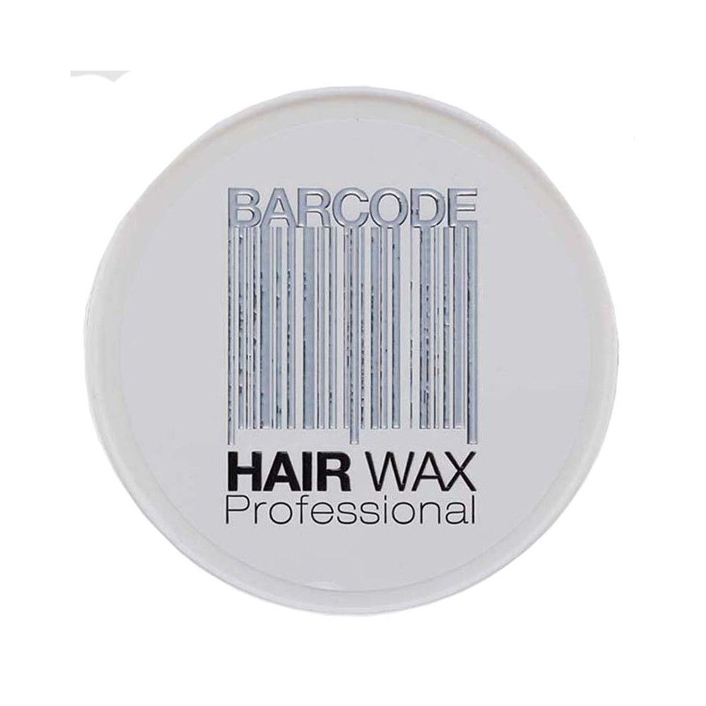 Weißer Deckel mit Barcode-Design und Schriftzug "HAIR WAX Professional".
