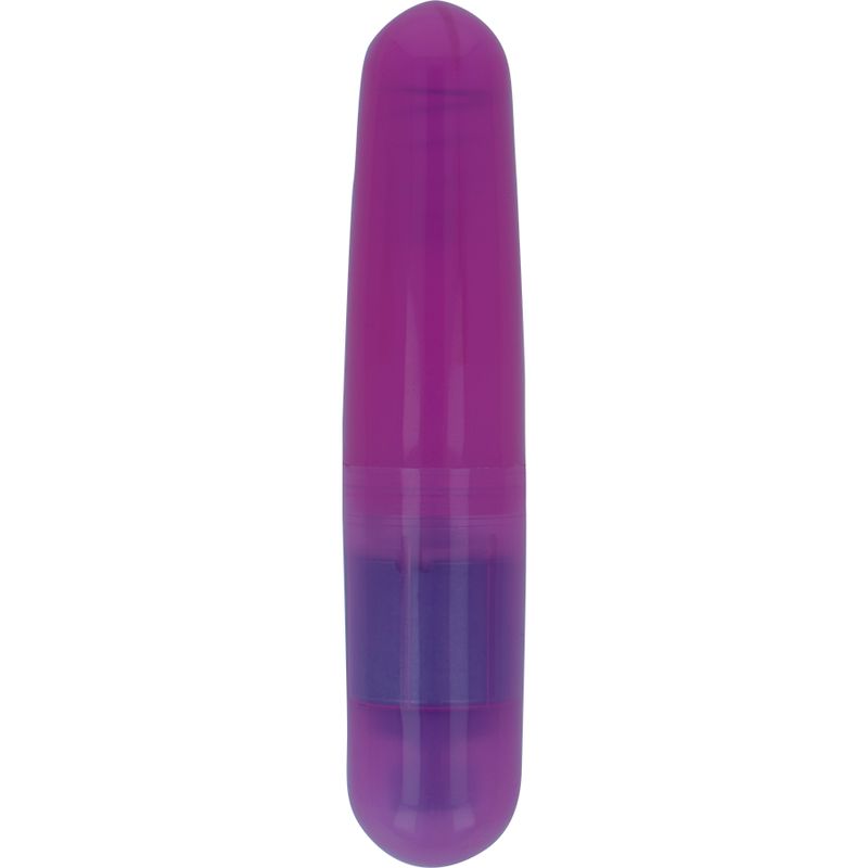 Lila Vibrierbullet mit zwei transparenten Segmenten und einem dunkleren violetten Mittelteil.