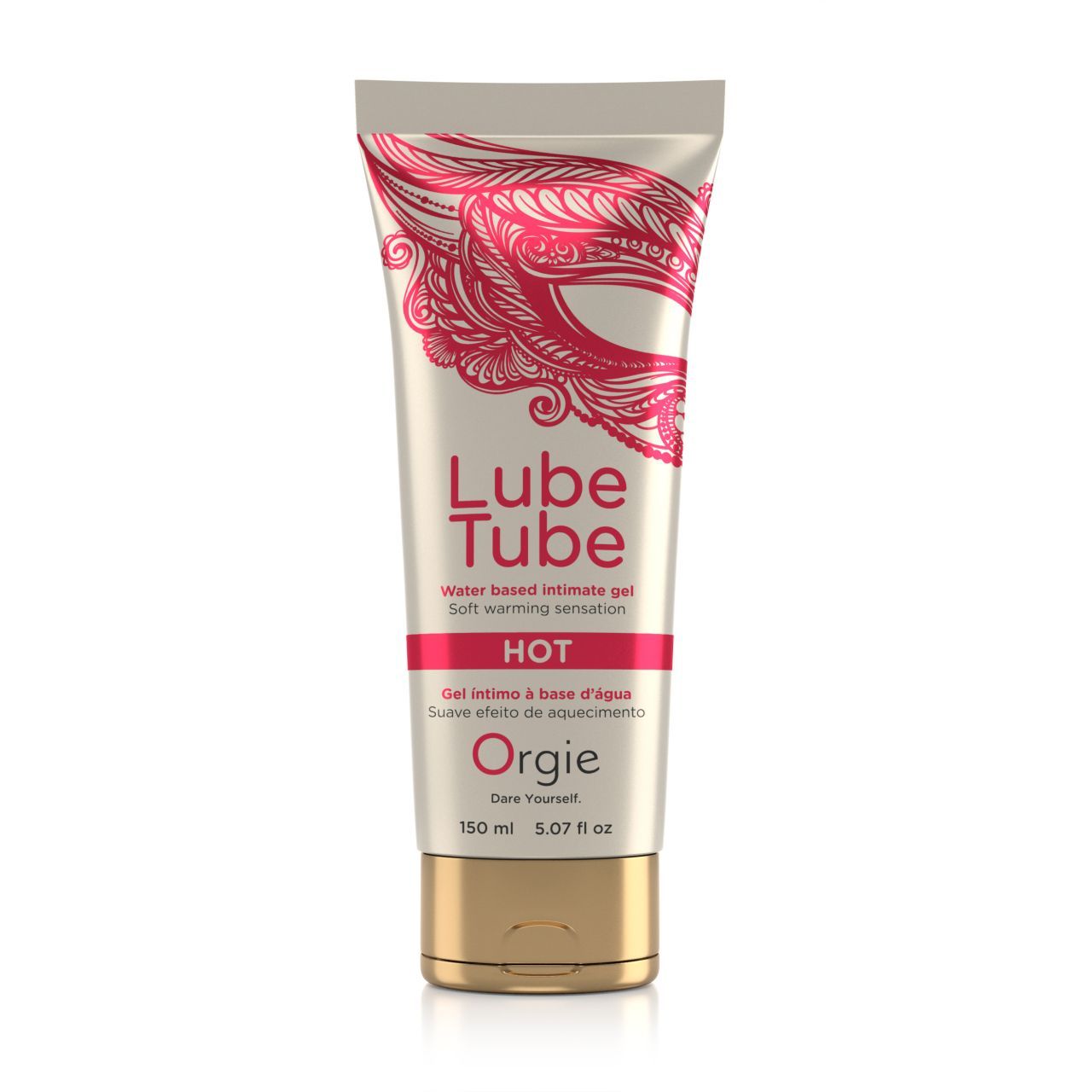 Orgie Lube Tube HOT Gleitgel in einer Tube mit goldenem Deckel. Wasserbasiert für sanfte Wärme.