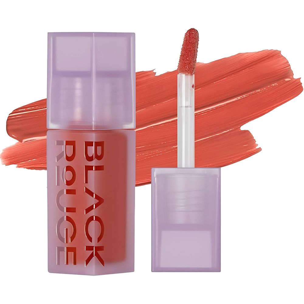 Lipgloss-Flakon mit Applikator und Farbmuster. Aufschrift BLACK ROUGE. Farbe: Apricot.