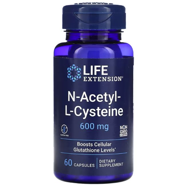 Life Extension N-Acetyl-L-Cystein (NAC) 600 mg Kapseln. Nahrungsergänzungsmittel.