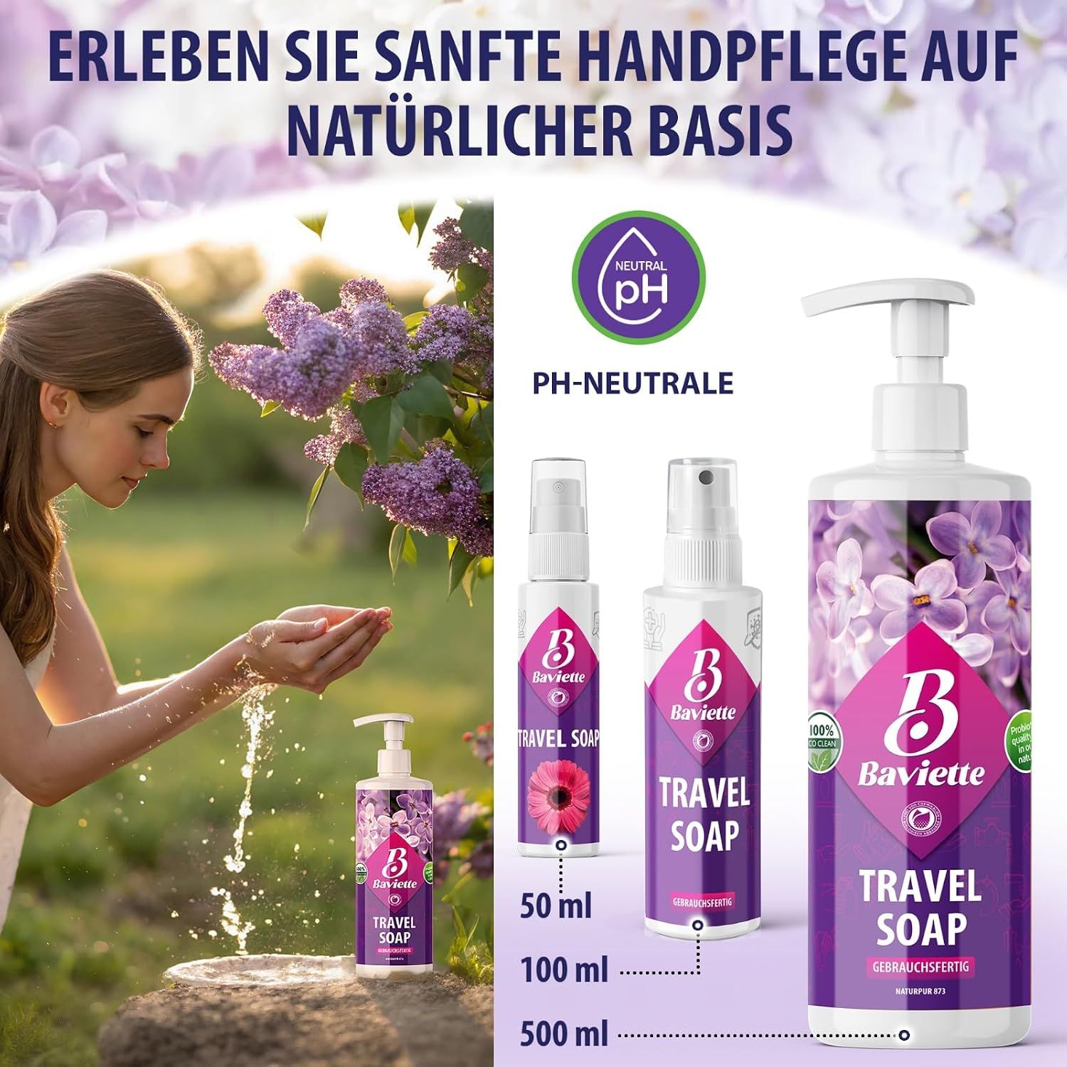 Baviette All-in-One Eco Travel Soap – Biologische Mikroorganismen-Seife für Camping & Reisen