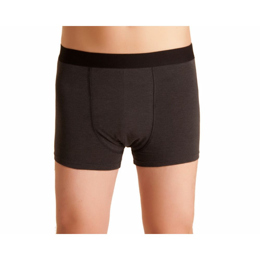 Grau melierte Inkontinenzhose für Männer. Schwarzer Bund. Kurze Form.