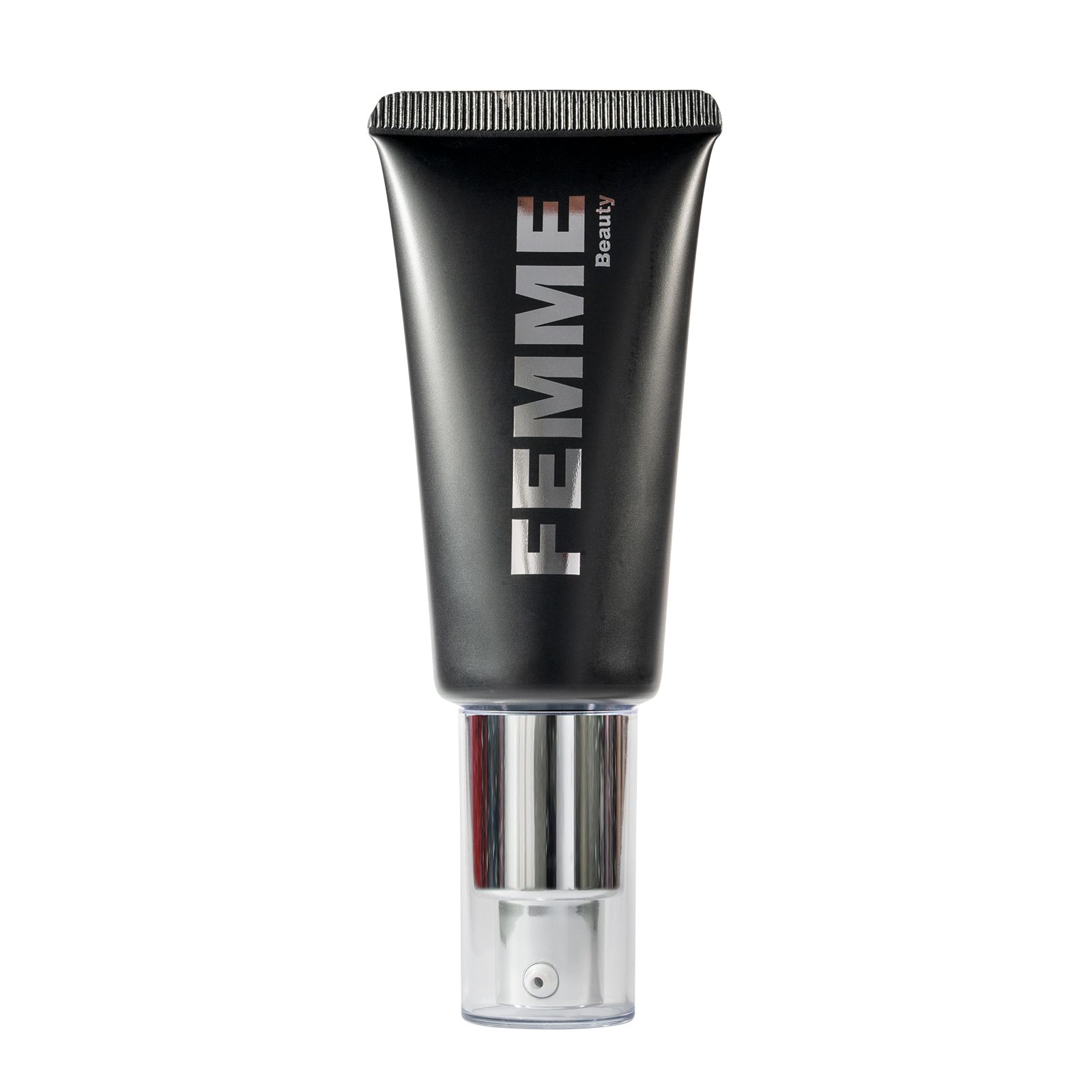 FEMME Intense Hide Concealer, schwarze Tube mit silbernem Pumpspender, freigestellt.