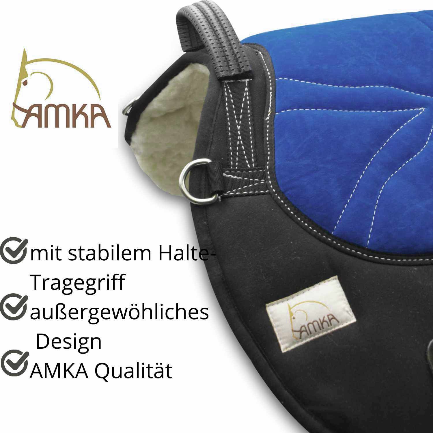 Nahaufnahme des AMKA Soft Seat Bareback Pad. Mit stabilem Haltegriff, außergewöhnlichem Design und AMKA Qualität.