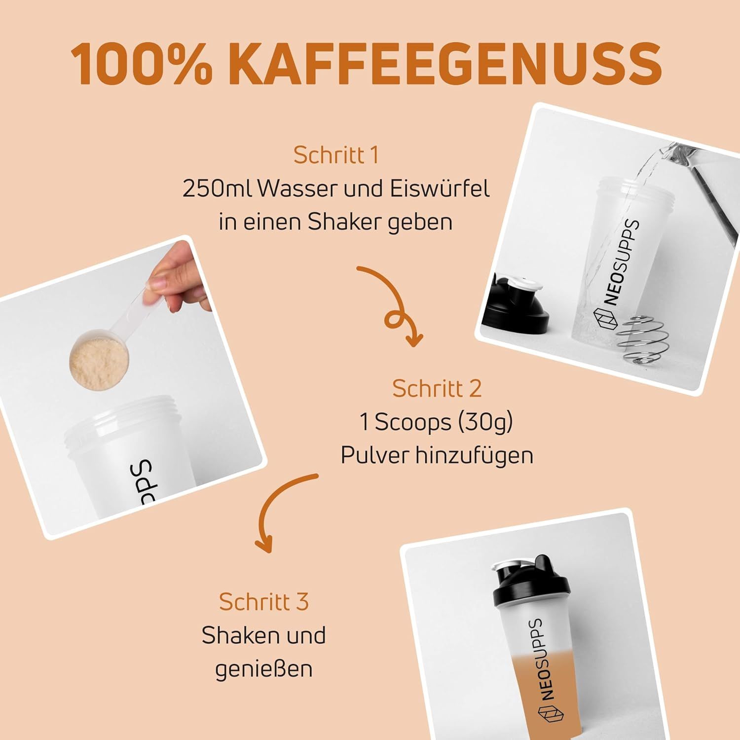 Neosupps Protein Coffee Hazelnut Machiatto, 500g, Protein Pulver mit Kaffee